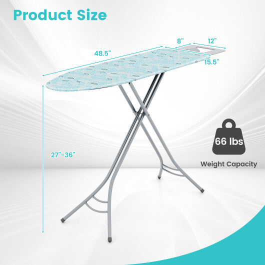 Foldable Ironing Board with Iron Rest and Adjustable Height-Turquoise LuxuryLifeWay Online Store