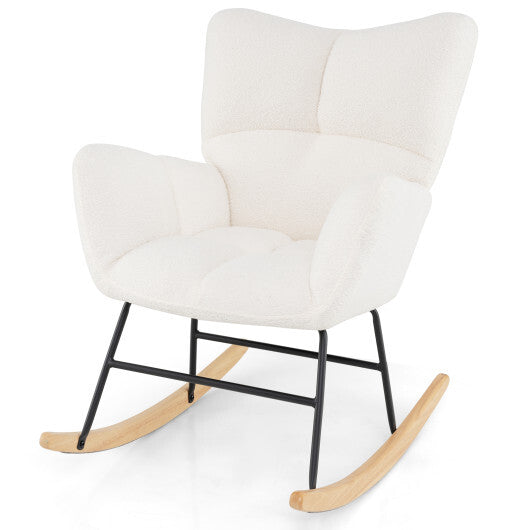 Nursery Rocking Chair with Comfy Backrest and Armrest-Beige LuxuryLifeWay Online Store