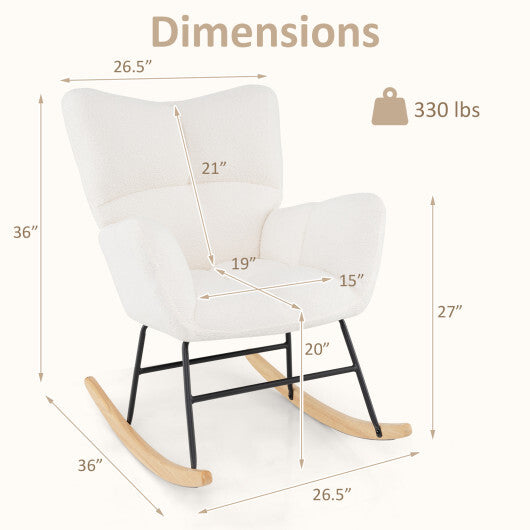 Nursery Rocking Chair with Comfy Backrest and Armrest-Beige LuxuryLifeWay Online Store