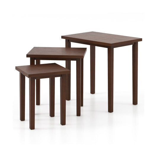 3-Piece Farmhouse Rectangle Side Table Set for Living Room-Walnut LuxuryLifeWay Online Store