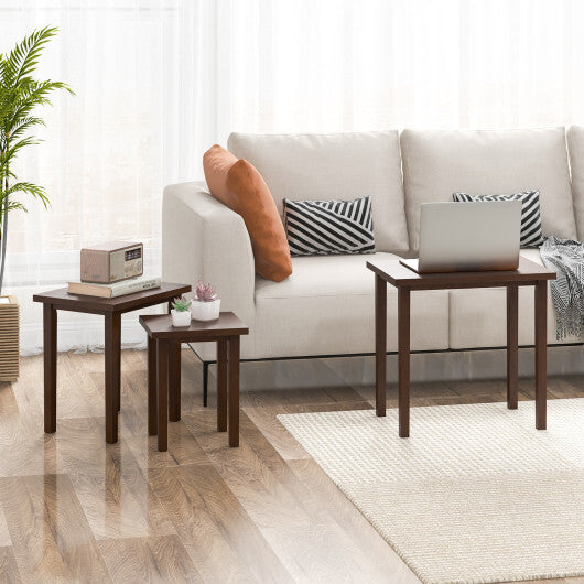 3-Piece Farmhouse Rectangle Side Table Set for Living Room-Walnut LuxuryLifeWay Online Store