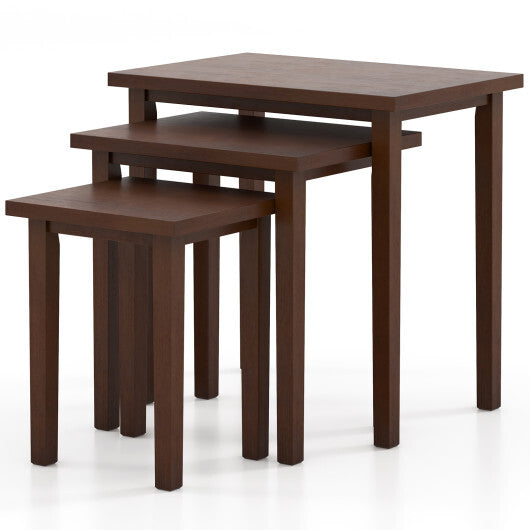 3-Piece Farmhouse Rectangle Side Table Set for Living Room-Walnut LuxuryLifeWay Online Store