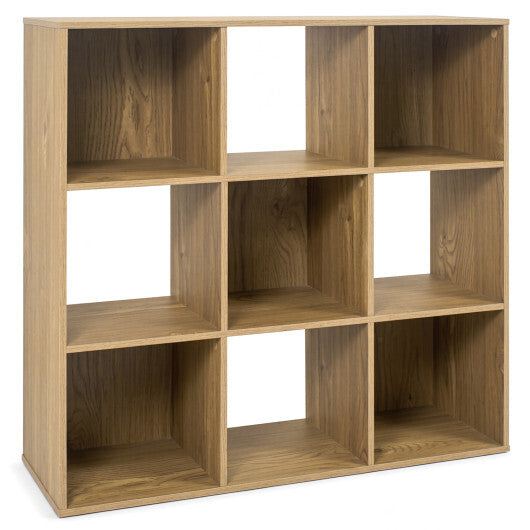 9-ube Wooden Bookshelf w/2 Anti-Tip Kits for Toys Books Decorations in Living Room-Natural LuxuryLifeWay Online Store