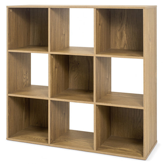 9-ube Wooden Bookshelf w/2 Anti-Tip Kits for Toys Books Decorations in Living Room-Natural LuxuryLifeWay Online Store