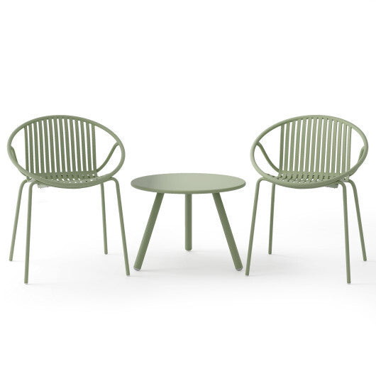 All Weather PP Patio Conversation Set with Round Coffee table and 2 Chairs-Gray LuxuryLifeWay Online Store