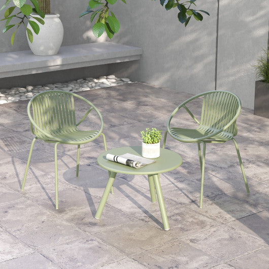 All Weather PP Patio Conversation Set with Round Coffee table and 2 Chairs-Gray LuxuryLifeWay Online Store