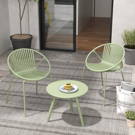 All Weather PP Patio Conversation Set with Round Coffee table and 2 Chairs-Gray LuxuryLifeWay Online Store