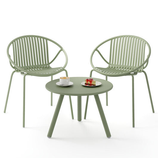 All Weather PP Patio Conversation Set with Round Coffee table and 2 Chairs-Gray LuxuryLifeWay Online Store