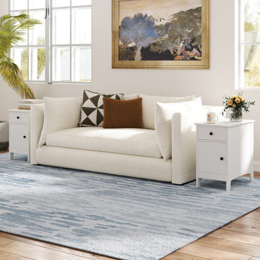 Flip Top End Table with Charging Station USB Ports Outlets and Drawer-White LuxuryLifeWay Online Store