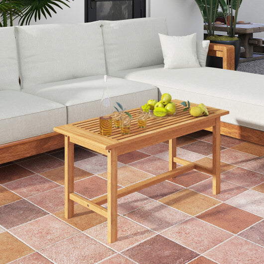 Patio Coffee Table 36 Inch Rectangular Outside Side Table with Slatted Tabletop LuxuryLifeWay Online Store