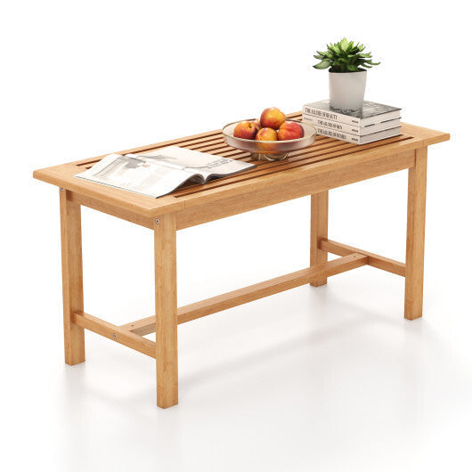 Patio Coffee Table 36 Inch Rectangular Outside Side Table with Slatted Tabletop LuxuryLifeWay Online Store