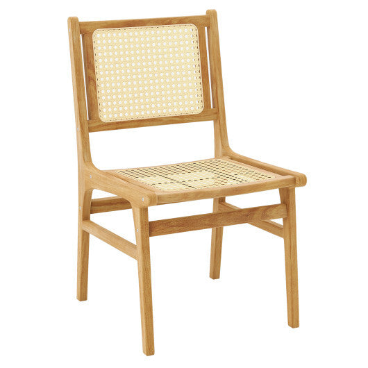 Rattan Dining Chair with Natural Cane Woven Backrest and Teak Wood Frame LuxuryLifeWay Online Store
