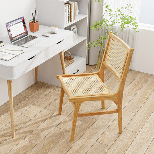 Rattan Dining Chair with Natural Cane Woven Backrest and Teak Wood Frame LuxuryLifeWay Online Store