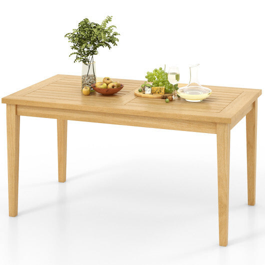 20 Inch x 35.5 Inch Outdoor Teak Wood Coffee Table with Slatted Tabletop for Balcony LuxuryLifeWay Online Store