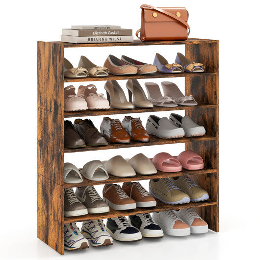 6-tier Shoe Rack with Anti-tipping Device for Entryway-Rustic Brown LuxuryLifeWay Online Store