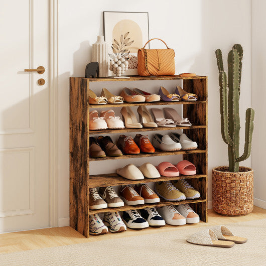 6-tier Shoe Rack with Anti-tipping Device for Entryway-Rustic Brown LuxuryLifeWay Online Store