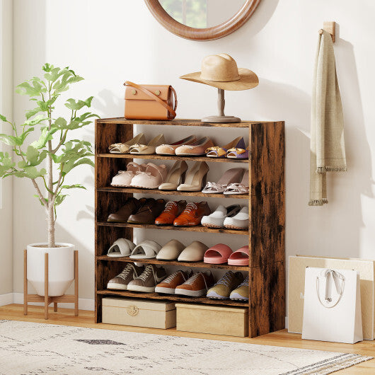 6-tier Shoe Rack with Anti-tipping Device for Entryway-Rustic Brown LuxuryLifeWay Online Store