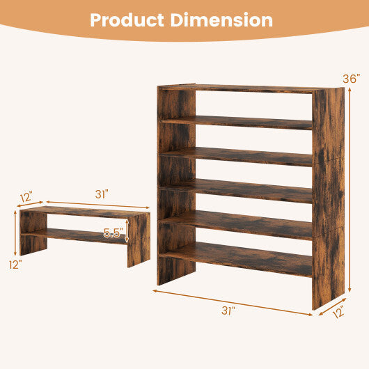 6-tier Shoe Rack with Anti-tipping Device for Entryway-Rustic Brown LuxuryLifeWay Online Store