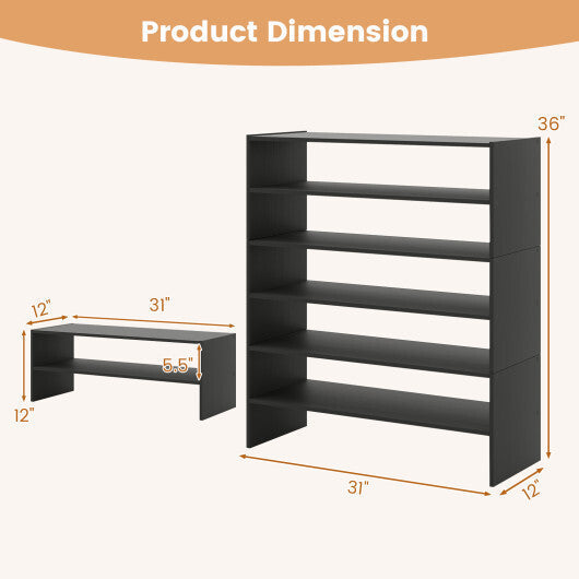 6-tier Shoe Rack with Anti-tipping Device for Entryway-Rustic Brown LuxuryLifeWay Online Store