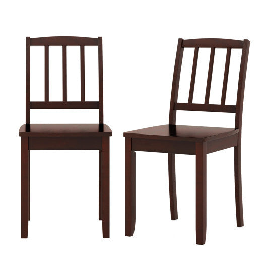 Wood Dining Chair Set of 2 with Rubber Wood Legs-Black