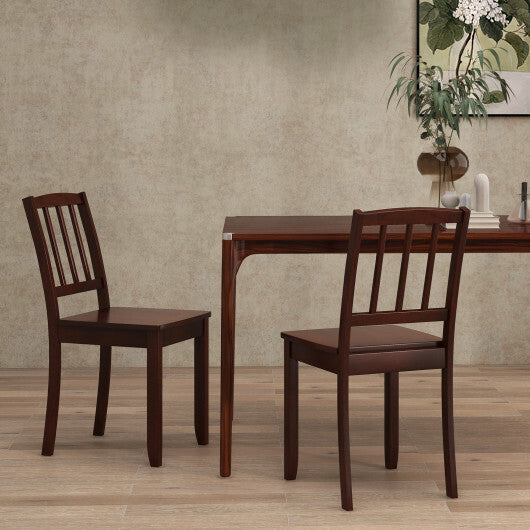 Wood Dining Chair Set of 2 with Rubber Wood Legs-Black