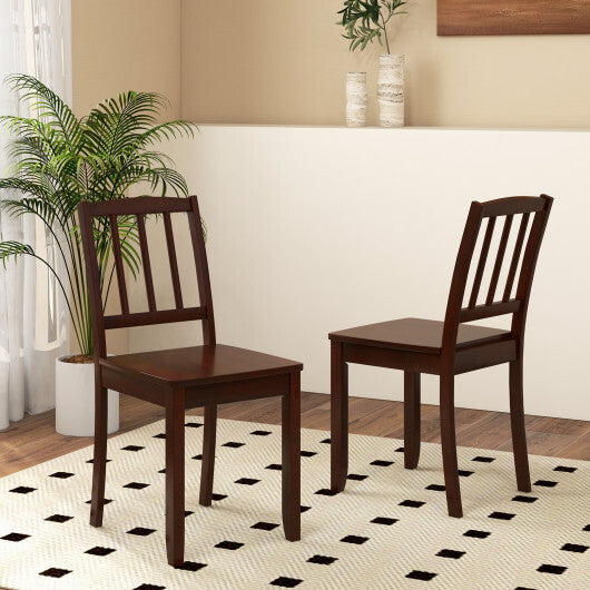 Wood Dining Chair Set of 2 with Rubber Wood Legs-Black