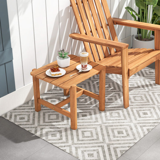 Patio Teak Wood Side Table with Slatted Tabletop for Yard LuxuryLifeWay Online Store