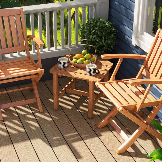Patio Teak Wood Side Table with Slatted Tabletop for Yard LuxuryLifeWay Online Store