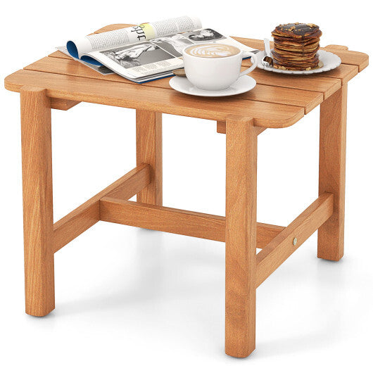 Patio Teak Wood Side Table with Slatted Tabletop for Yard LuxuryLifeWay Online Store