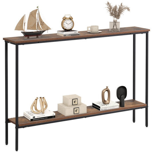 44 Inch Console Table with Shelf with Dual Anti-Tipping Kits-White LuxuryLifeWay Online Store