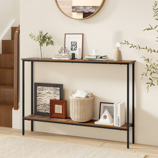 44 Inch Console Table with Shelf with Dual Anti-Tipping Kits-White LuxuryLifeWay Online Store