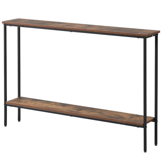 44 Inch Console Table with Shelf with Dual Anti-Tipping Kits-White LuxuryLifeWay Online Store