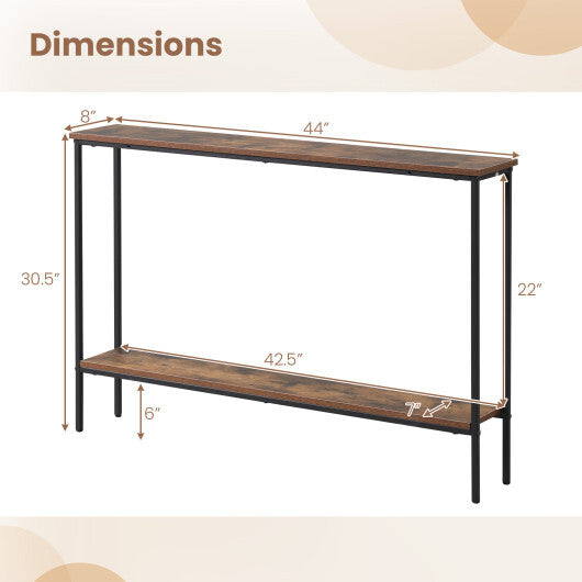 44 Inch Console Table with Shelf with Dual Anti-Tipping Kits-White LuxuryLifeWay Online Store