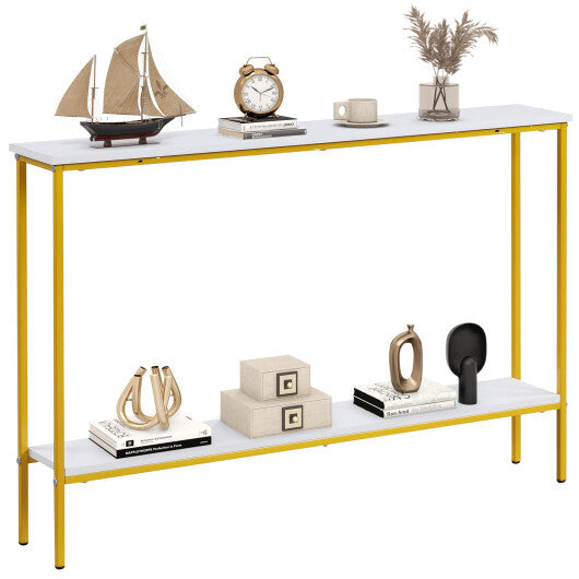 44 Inch Console Table with Shelf with Dual Anti-Tipping Kits-White LuxuryLifeWay Online Store