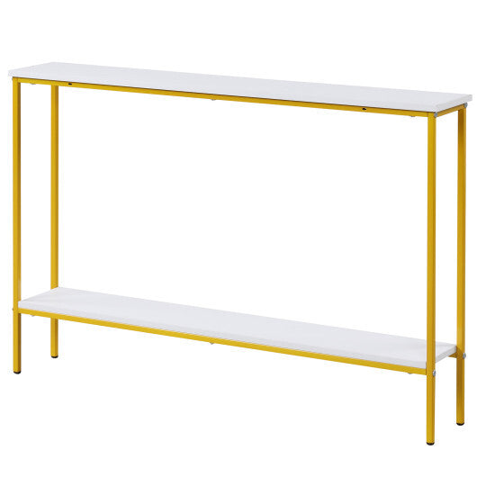 44 Inch Console Table with Shelf with Dual Anti-Tipping Kits-White LuxuryLifeWay Online Store