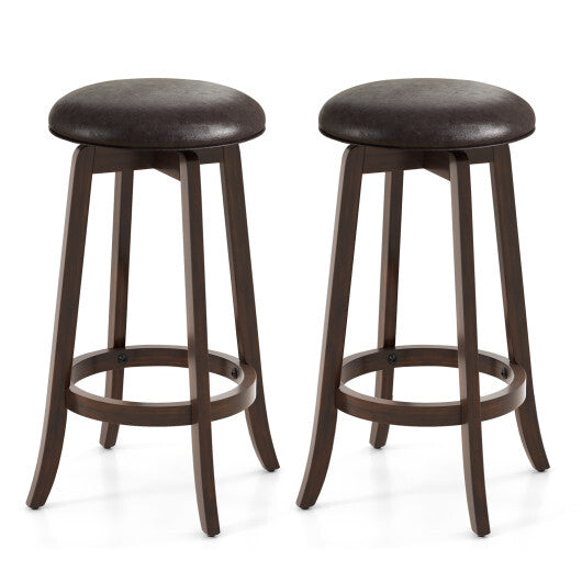 Set of 2 24/29 Inch Upholstered PU Leather Bar Stool with 360? Swivel Round Seat-29 inches - Color: Brown - Size: 29 inches LuxuryLifeWay Online Store