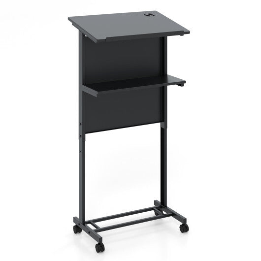 3-Position Height Adjustable Lectern Table with Tilted Tabletop-Black LuxuryLifeWay Online Store