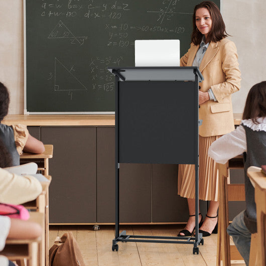 3-Position Height Adjustable Lectern Table with Tilted Tabletop-Black LuxuryLifeWay Online Store