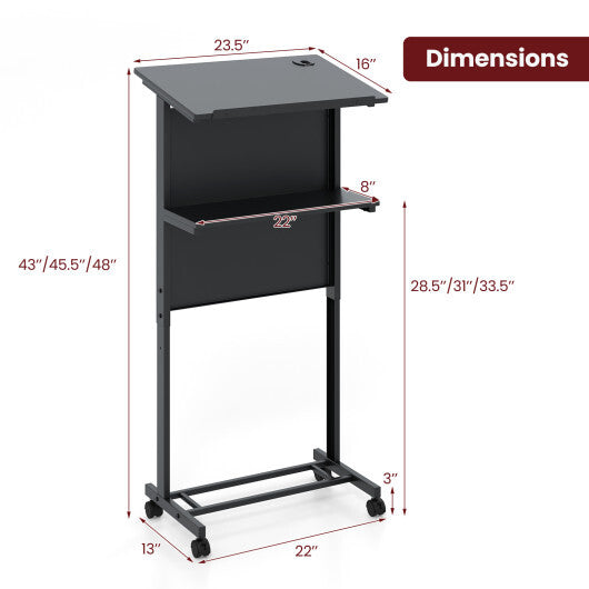 3-Position Height Adjustable Lectern Table with Tilted Tabletop-Black LuxuryLifeWay Online Store