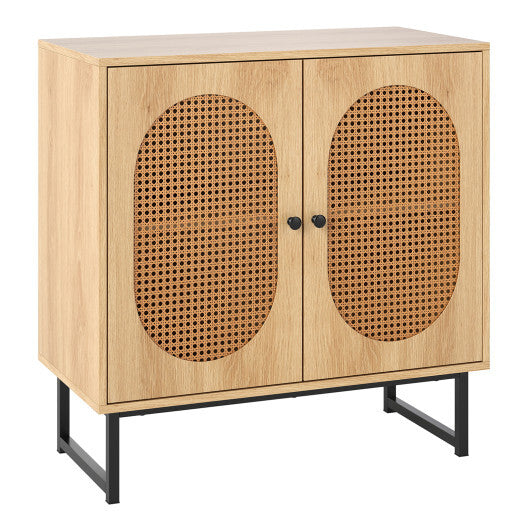 Buffet Cabinet Rattan Storage Cabinet with 2 Doors and Adjustable Shelf-Natural LuxuryLifeWay Online Store