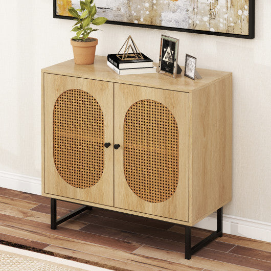 Buffet Cabinet Rattan Storage Cabinet with 2 Doors and Adjustable Shelf-Natural LuxuryLifeWay Online Store