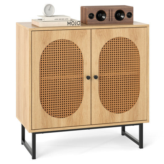 Buffet Cabinet Rattan Storage Cabinet with 2 Doors and Adjustable Shelf-Natural LuxuryLifeWay Online Store