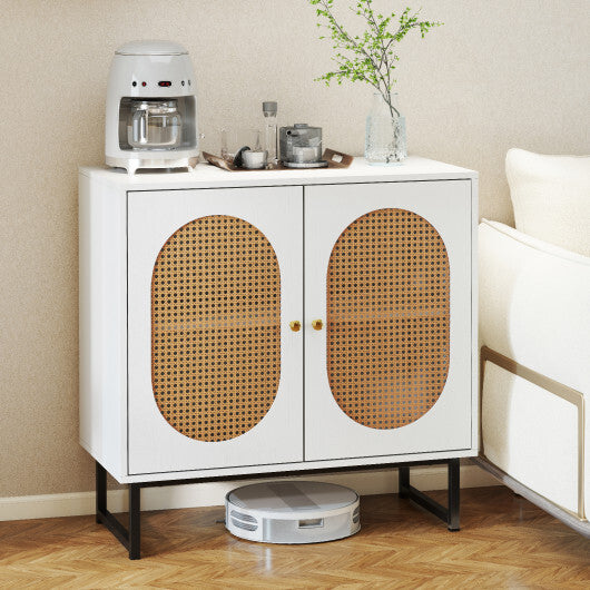 Buffet Cabinet Rattan Storage Cabinet with 2 Doors and Adjustable Shelf-Natural LuxuryLifeWay Online Store