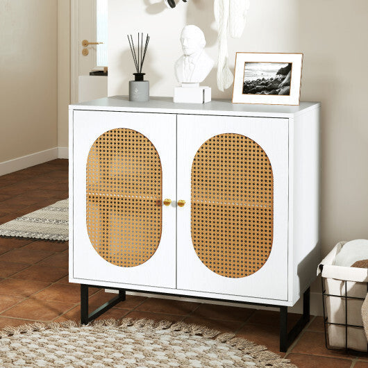 Buffet Cabinet Rattan Storage Cabinet with 2 Doors and Adjustable Shelf-Natural LuxuryLifeWay Online Store
