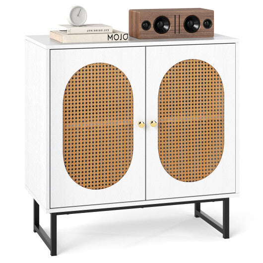 Buffet Cabinet Rattan Storage Cabinet with 2 Doors and Adjustable Shelf-Natural LuxuryLifeWay Online Store