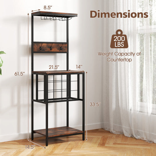 Freestanding Wine Rack Floor Wine Bar Cabinet with Glass Racks-Rustic Brown LuxuryLifeWay Online Store