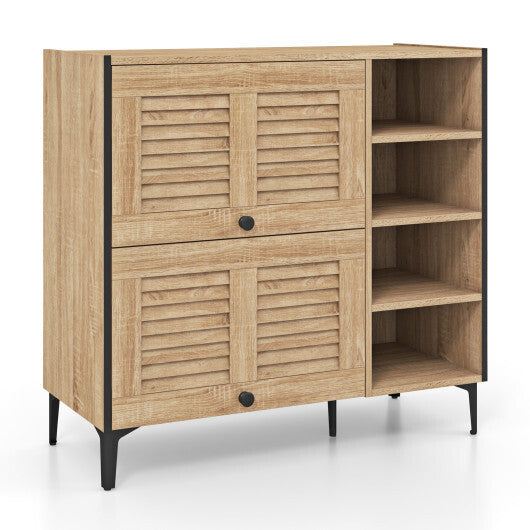 Shoe Rack Organizer with Flip-up See-through Doors and Adjustable Shelves-Oak LuxuryLifeWay Online Store
