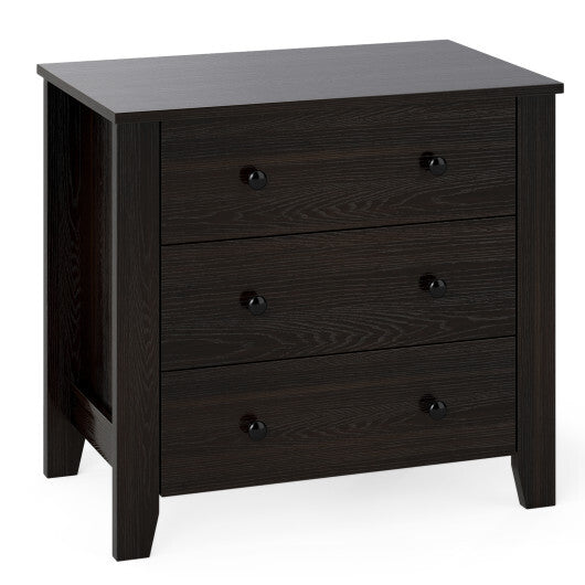 3-Drawer Dresser Wide Chest of Drawers Modern Large Nightstand Closet Storage Organizer-Dark Brown