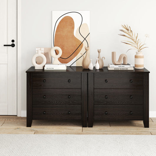 3-Drawer Dresser Wide Chest of Drawers Modern Large Nightstand Closet Storage Organizer-Dark Brown