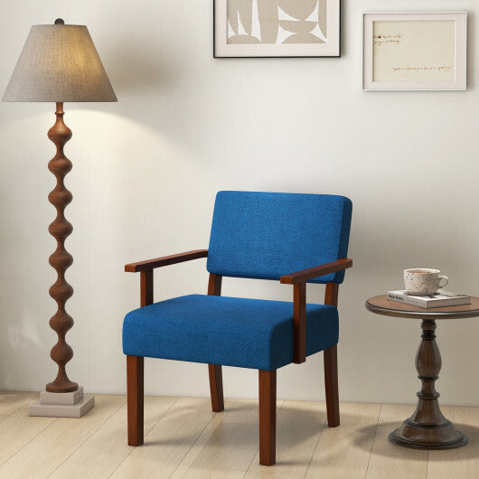 Linen Accent Chair Living Room Chair with Soft Padded Seat and Backrest-Blue LuxuryLifeWay Online Store